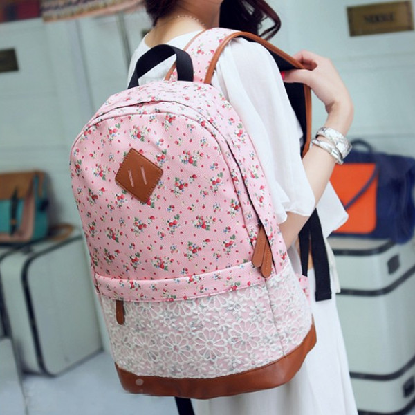 Flora Print Backpack With Lace on Luulla