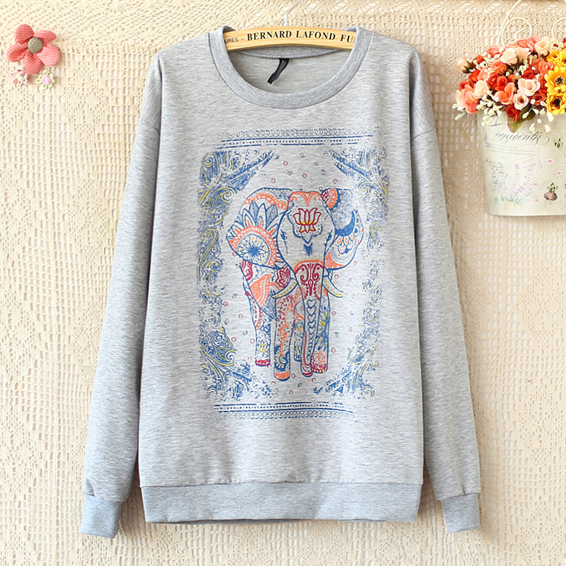 Cute Elephant Print Cotton Tee